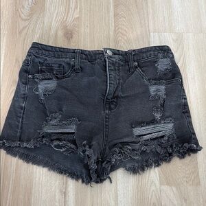 Mossimo Distressed Black Denim Shorts